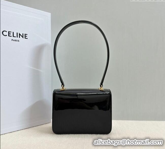 Famous Brand Celine Teen Garance Shoulder Bag in Patent Calfskin Leather 118053 Black 2024