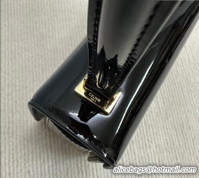 Famous Brand Celine Teen Garance Shoulder Bag in Patent Calfskin Leather 118053 Black 2024