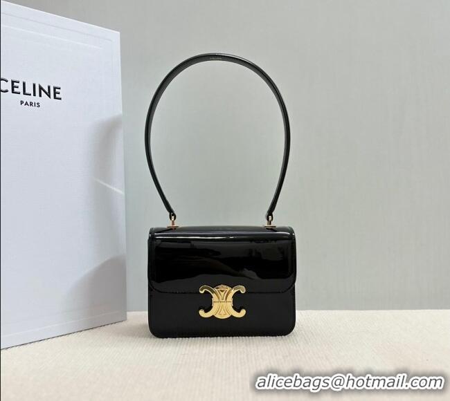 Famous Brand Celine Teen Garance Shoulder Bag in Patent Calfskin Leather 118053 Black 2024