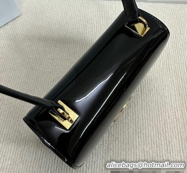 Famous Brand Celine Teen Garance Shoulder Bag in Patent Calfskin Leather 118053 Black 2024