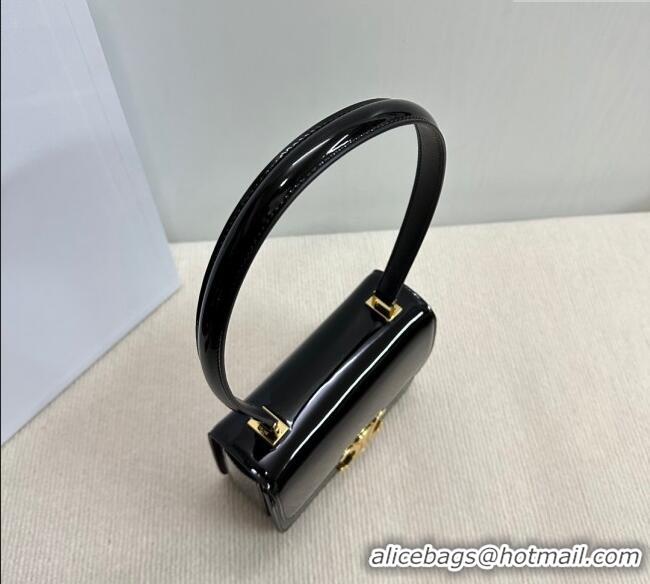 Famous Brand Celine Teen Garance Shoulder Bag in Patent Calfskin Leather 118053 Black 2024
