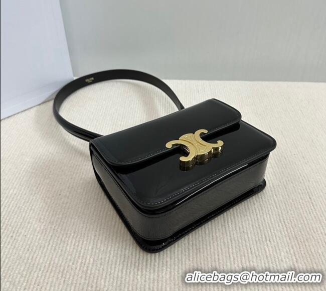 Famous Brand Celine Teen Garance Shoulder Bag in Patent Calfskin Leather 118053 Black 2024
