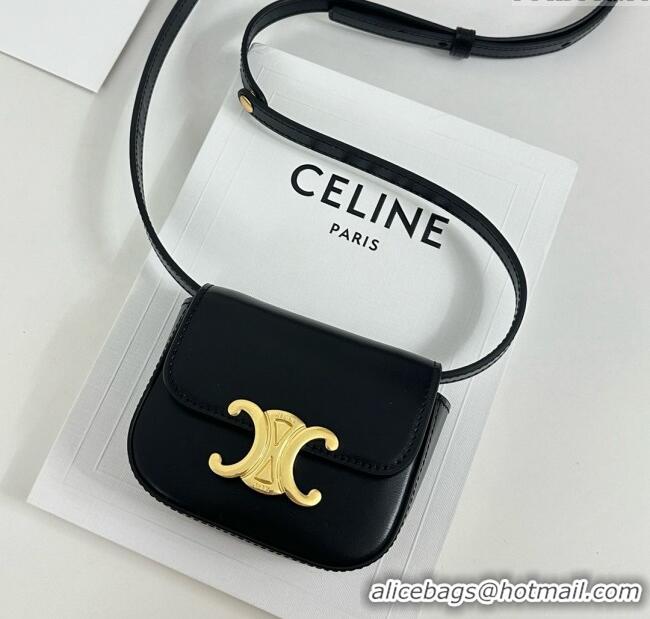 Good Product Celine Mini Claude in Shiny Calfskin 101513 Black 2024