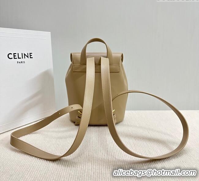 Luxury Discount Celine Backpack Bonnie Bag in Smooth Calfskin 118703 Beige 2025