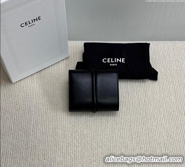 Top Design Celine Small Trifold Wallet 16 in Satinated Calfskin 10F523 Black 2025