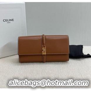 Best Price Celine Large Wallet 16 in Satinated Calfskin 10M033 Brown 2025