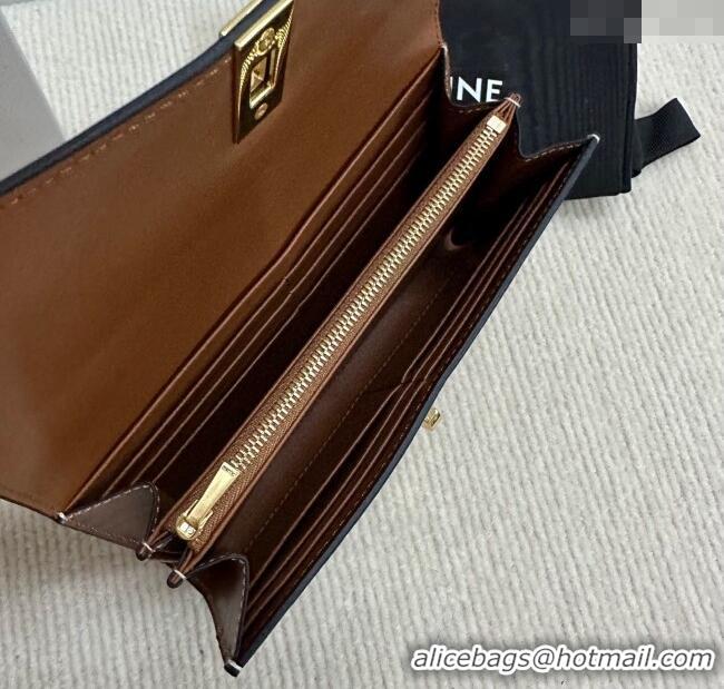 Best Price Celine Large Wallet 16 in Satinated Calfskin 10M033 Brown 2025