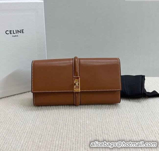 Best Price Celine Large Wallet 16 in Satinated Calfskin 10M033 Brown 2025