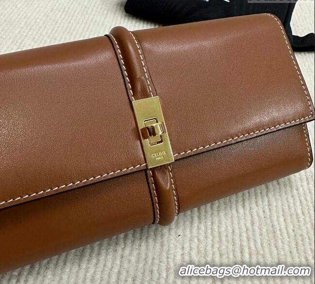 Best Price Celine Large Wallet 16 in Satinated Calfskin 10M033 Brown 2025
