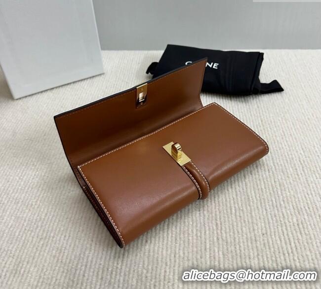 Best Price Celine Large Wallet 16 in Satinated Calfskin 10M033 Brown 2025