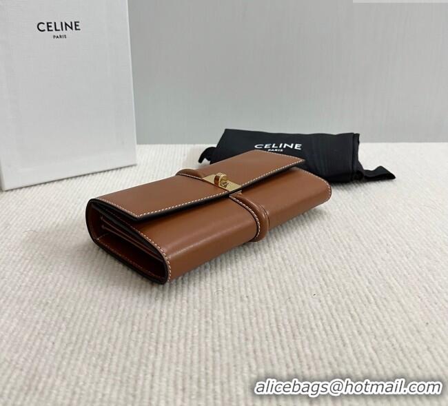 Best Price Celine Large Wallet 16 in Satinated Calfskin 10M033 Brown 2025