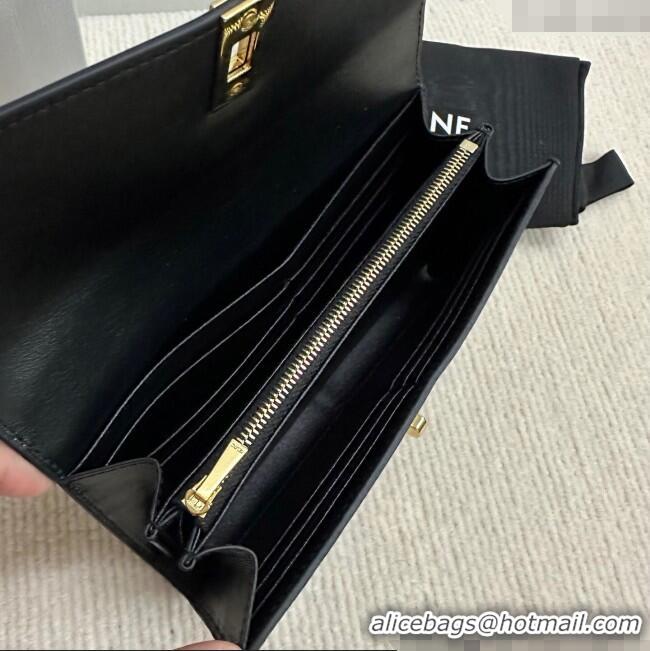 Inexpensive Celine Large Wallet 16 in Satinated Calfskin 10M033 Black 2025