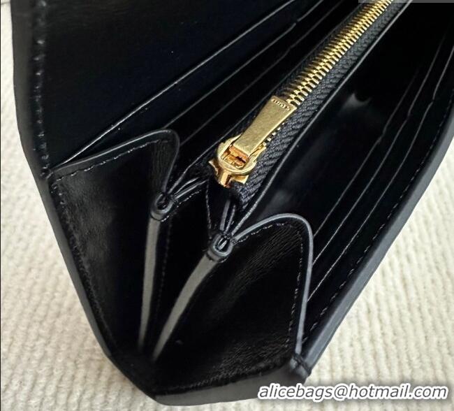 Inexpensive Celine Large Wallet 16 in Satinated Calfskin 10M033 Black 2025