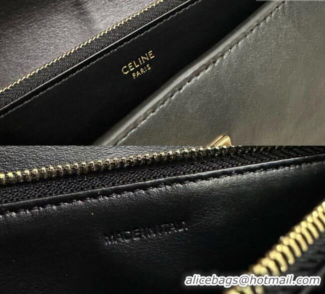 Inexpensive Celine Large Wallet 16 in Satinated Calfskin 10M033 Black 2025