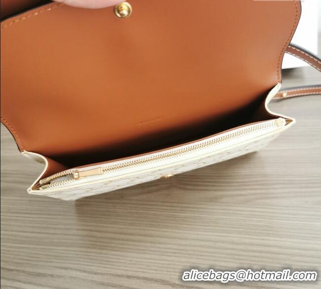 Market Sells Celine Wallet on Strap Mini Bag in Triomphe Canvas and Lambskin 10D852 White 2025