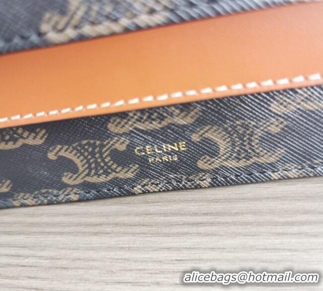 Buy Classic Celine Wallet on Strap Mini Bag in Triomphe Canvas and Lambskin 10D852 Brown 2025