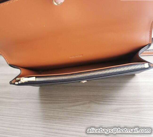 Buy Classic Celine Wallet on Strap Mini Bag in Triomphe Canvas and Lambskin 10D852 Brown 2025