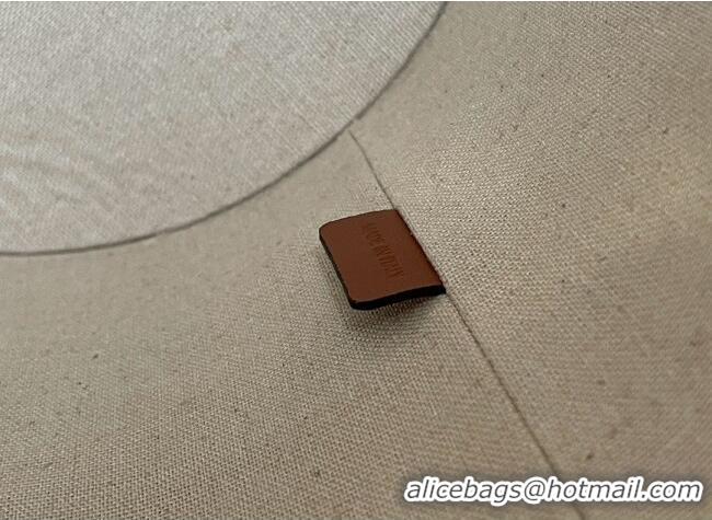 Good Quality Celine Bucket Bag in Linen and Calfskin 113082 Brown 2025