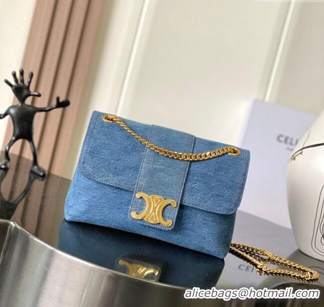 Top Grade Celine Teen Victoire Shoulder bag in Denim 116593 Blue 2025