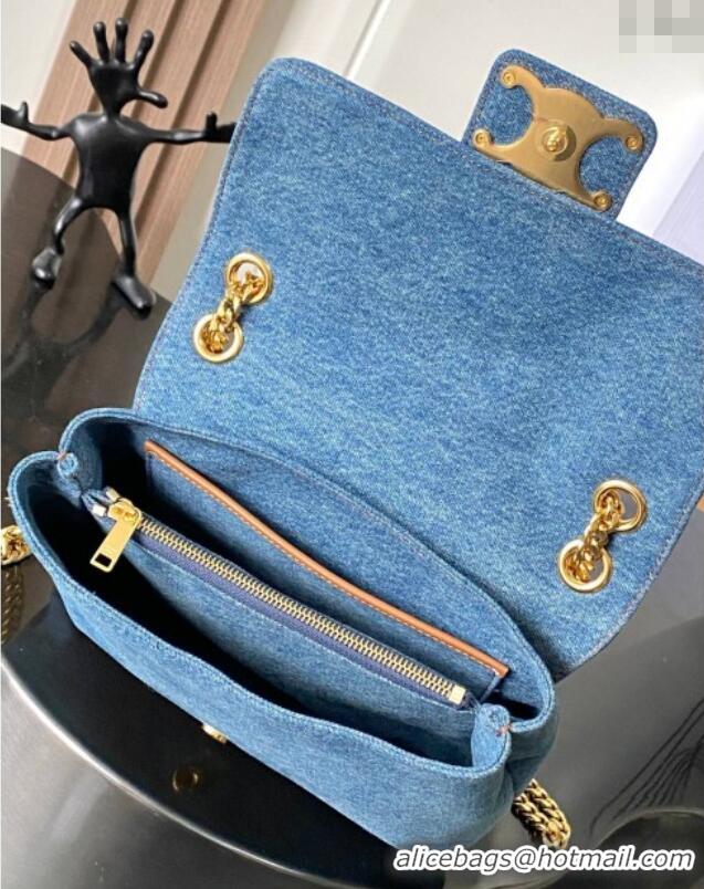 Top Grade Celine Teen Victoire Shoulder bag in Denim 116593 Blue 2025
