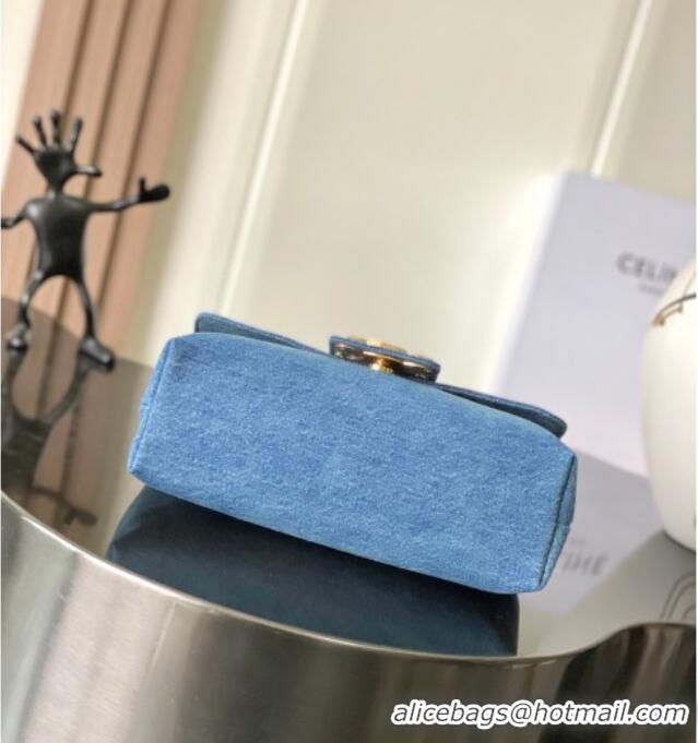 Top Grade Celine Teen Victoire Shoulder bag in Denim 116593 Blue 2025