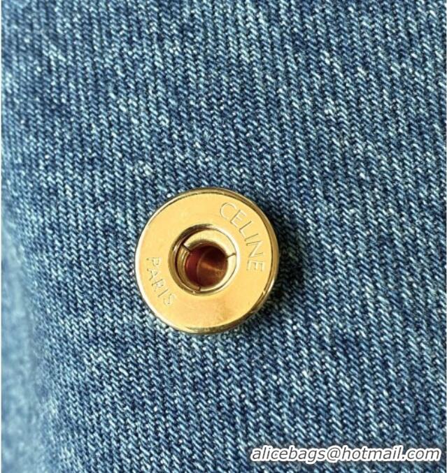 Top Grade Celine Teen Victoire Shoulder bag in Denim 116593 Blue 2025