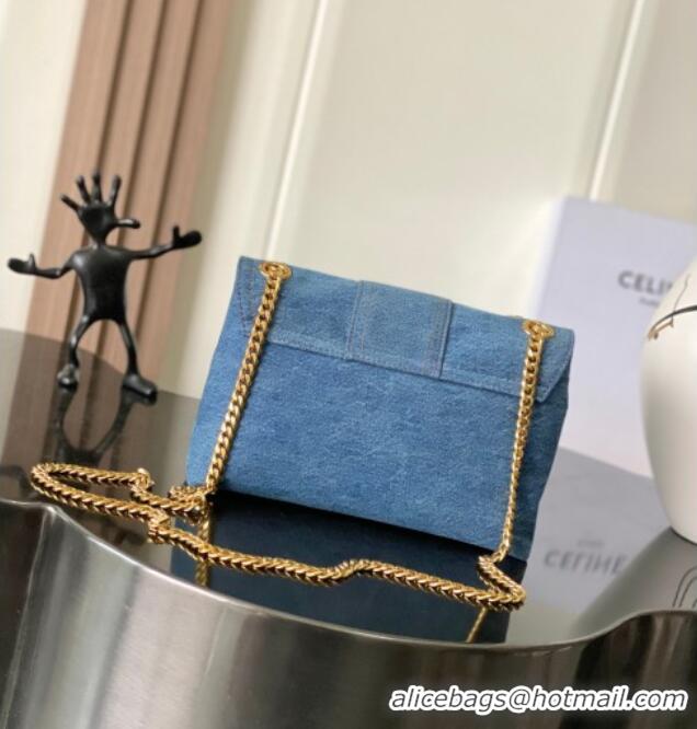 Top Grade Celine Teen Victoire Shoulder bag in Denim 116593 Blue 2025