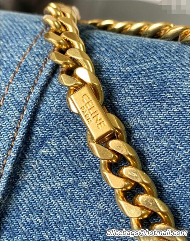 Top Grade Celine Teen Victoire Shoulder bag in Denim 116593 Blue 2025