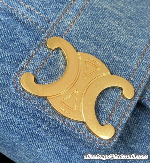 Top Grade Celine Teen Victoire Shoulder bag in Denim 116593 Blue 2025