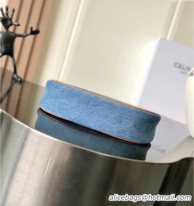 Top Grade Celine Ava Triomphe Soft Hobo bag in Denim 114492 Blue 2025