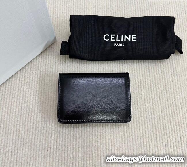 Best Grade Celine Triomphe Card Case Wallet 10L583 Black/Silver 2025