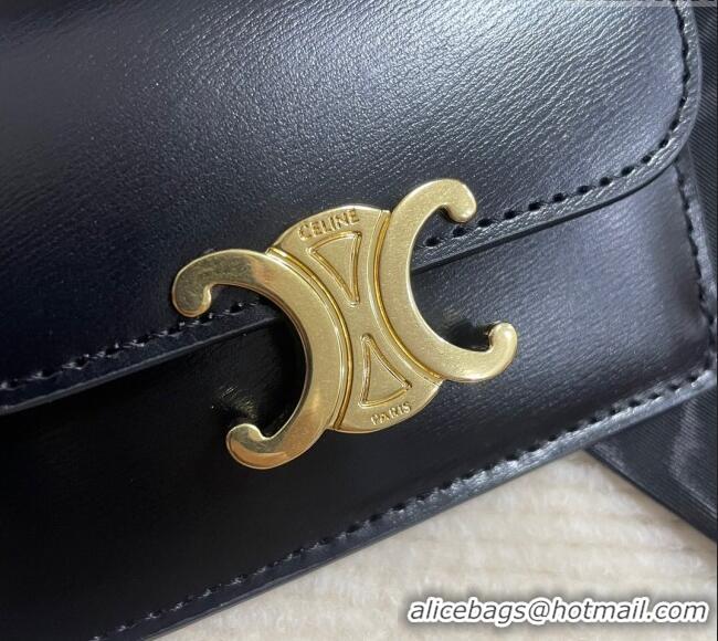 Modern Classic Celine Triomphe Card Case Wallet 10L583 Black/Gold 2025