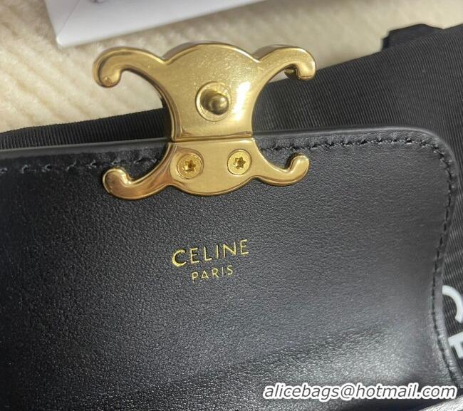 Modern Classic Celine Triomphe Card Case Wallet 10L583 Black/Gold 2025