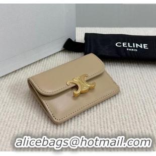 Modern Classic Celine Triomphe Card Case Wallet 10L583 Beige 2025
