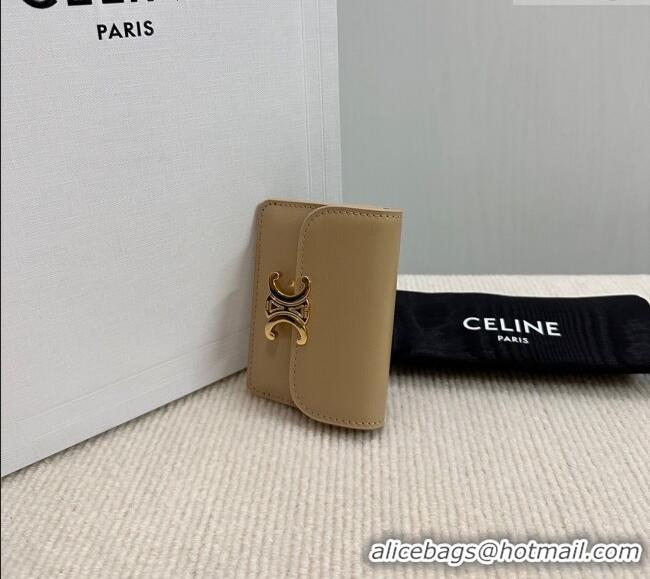 Modern Classic Celine Triomphe Card Case Wallet 10L583 Beige 2025