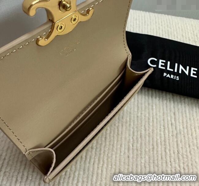 Modern Classic Celine Triomphe Card Case Wallet 10L583 Beige 2025
