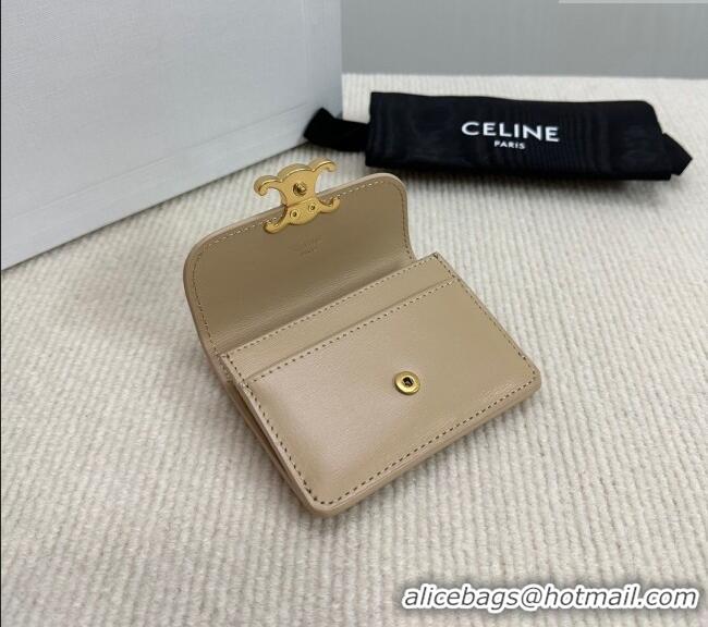Modern Classic Celine Triomphe Card Case Wallet 10L583 Beige 2025