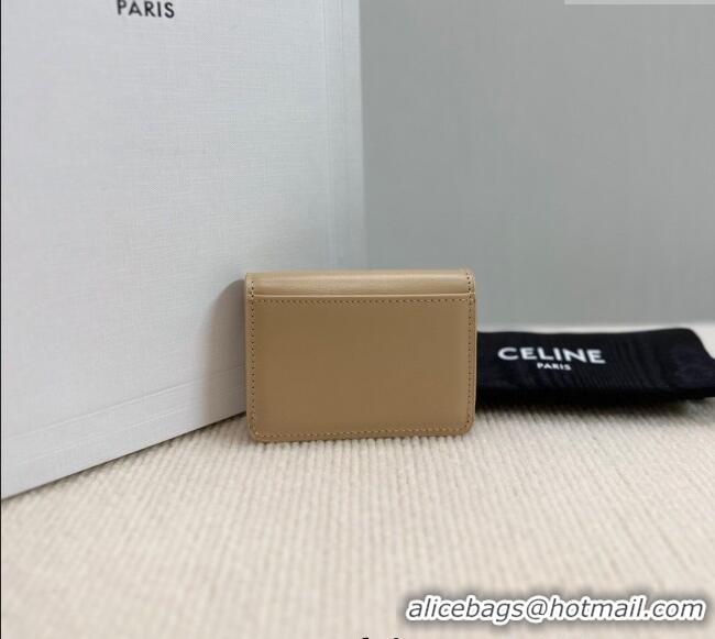 Modern Classic Celine Triomphe Card Case Wallet 10L583 Beige 2025