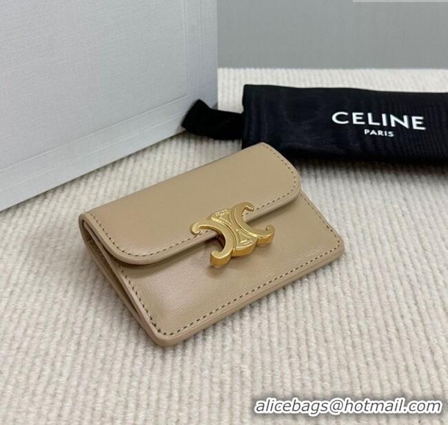 Modern Classic Celine Triomphe Card Case Wallet 10L583 Beige 2025