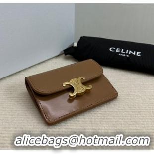 Unique Discount Celine Triomphe Card Case Wallet 10L583 Brown 2025