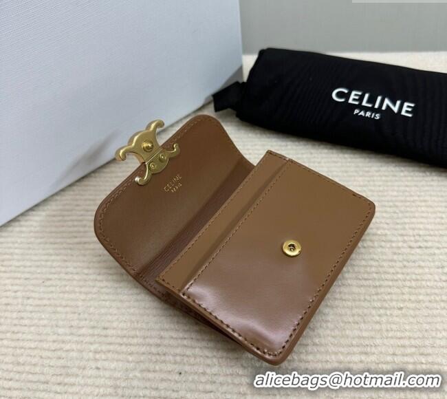Unique Discount Celine Triomphe Card Case Wallet 10L583 Brown 2025