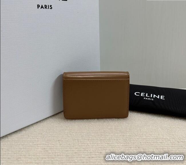 Unique Discount Celine Triomphe Card Case Wallet 10L583 Brown 2025