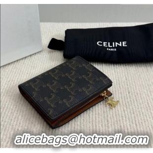 Best Grade Celine Compact Wallet Triomphe Canvas Charm 10M103 Brown 2025