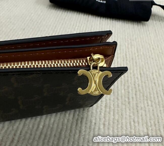 Best Grade Celine Compact Wallet Triomphe Canvas Charm 10M103 Brown 2025