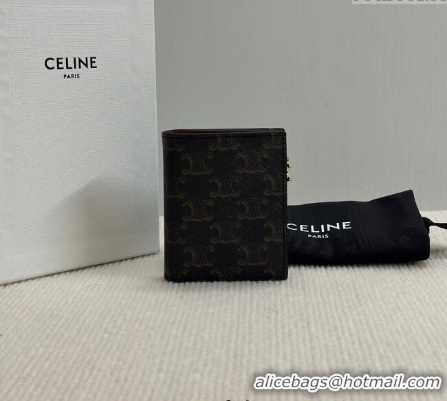 Best Grade Celine Compact Wallet Triomphe Canvas Charm 10M103 Brown 2025