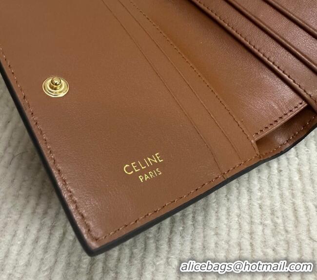 Best Grade Celine Compact Wallet Triomphe Canvas Charm 10M103 Brown 2025