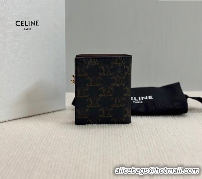 Best Grade Celine Compact Wallet Triomphe Canvas Charm 10M103 Brown 2025