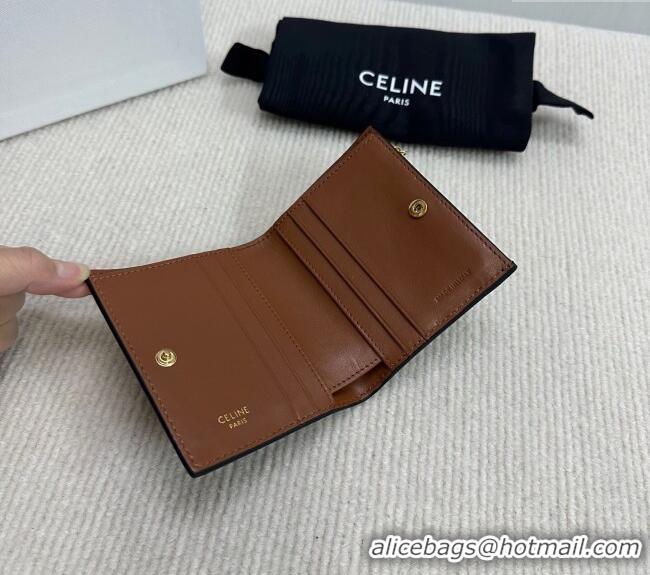Best Grade Celine Compact Wallet Triomphe Canvas Charm 10M103 Brown 2025