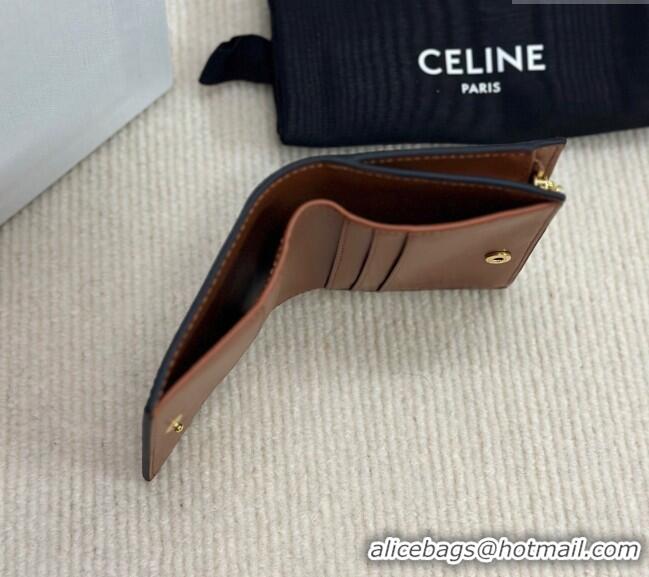 Best Grade Celine Compact Wallet Triomphe Canvas Charm 10M103 Brown 2025