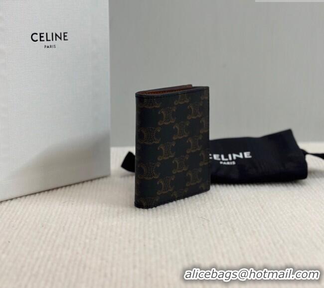 Best Grade Celine Compact Wallet Triomphe Canvas Charm 10M103 Brown 2025